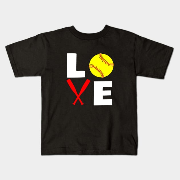 softball Kids T-Shirt by dishcubung